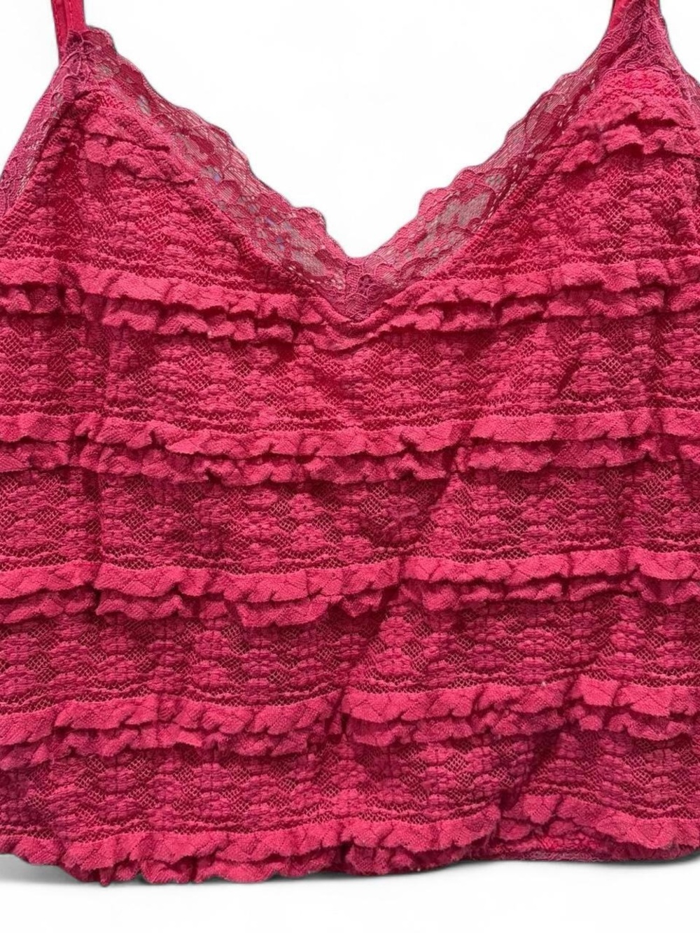 Buckle Hot Pink Lace Ruffle Camisole